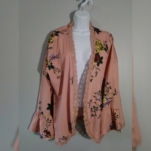 EUC Misslook floral duster with crochet trim  2XL